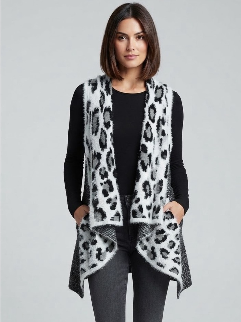 Leopard Print Open Front Cardigan